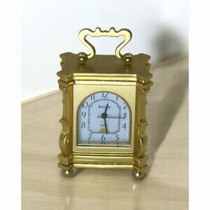 Bulova Kingsley Minature Brass Carriage Clock B0407 1.5" Tall 1990s Works